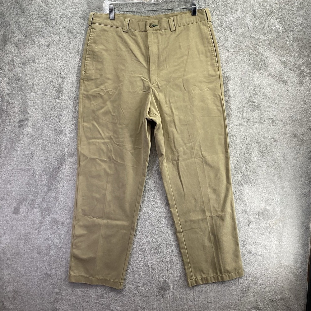 Tommy Hilfiger Mens Beige Khaki Chino Pants 34x30 Straight Leg Flat Front